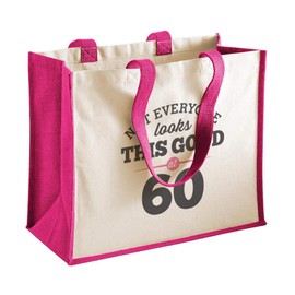 D Design Invent Print! 60th Birthday Gift Bag Keepsake Funny Gift for Women Novelty Ladies Gifts Female Birthday Shopping Bag Tote Bag Gift Idea (Fuchsia)
