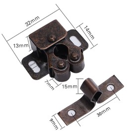 6 Pack Cabinet Latch - Double Roller Catch Hardware for Cupboard Closet Kitchen Cabinet Door Latches and RV Cabinet,Bronze