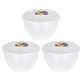 Just Pudding Basins Multipack Clear 3-Pint, 1.7l Steam Pudding Basin (3 Pack) Food Safe Plastic Bowls and Lids