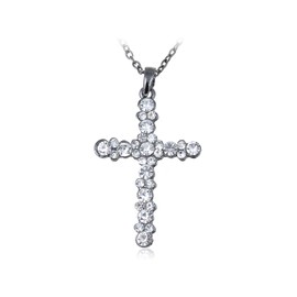 Alilang Crystal Clear Rhinestone Holy Cross Religion Long Holy Iced Out Pendant Necklace