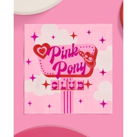 xo, Fetti Pink Pony Club Napkins - 3-ply, 25 pcs | Bachelorette Cocktail Napkins, Dinner Party Setting, Birthday Decoration, Cute Tablescape