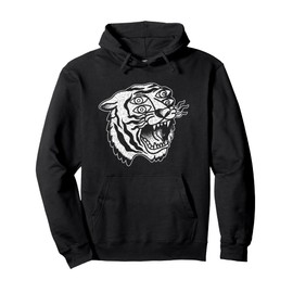 Retro Tiger Tattoo Art Grunge Aesthetic Punk Skater Artistic Pullover Hoodie