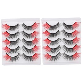 Healeved 2sets Flexible and Skin-friendly False Lashes Strips Natural Magnetic Eyelashes Wispy Lashes Box Red Color Suitable for Daily Makeup 5pairs*2