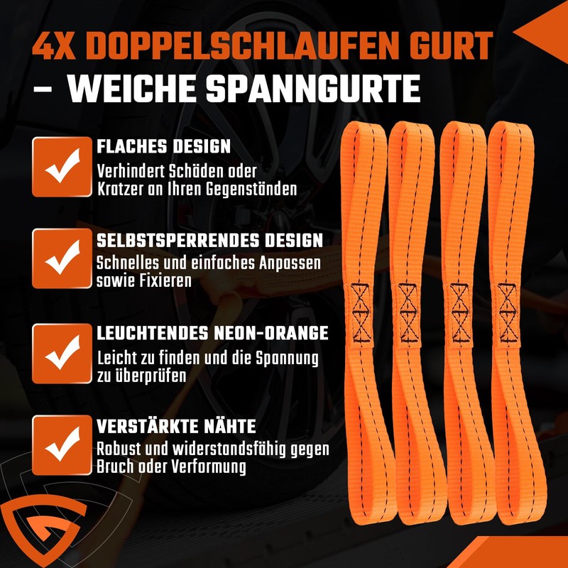 GEARMONSTER 4 x Lashing Loops, Double Loops, Belt Loops, 30