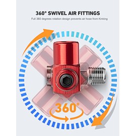 EVOULTES 2-Packs 1/4" NPT 360 Degree Swivel Air Hose Fittings, No Leakage Air Hose Connector with 1/4 Inch MNPT Quick Connect, Swivel Air Fittings for Air Hose Air Compressor Attachments