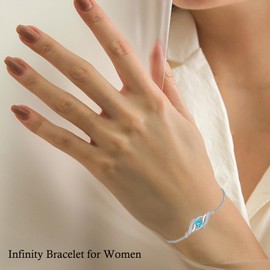 HPQQ Turquoise December Birthstone Bracelet for Women Sterling Silver Infinity Link Bracelet Fine Jewelry Birthday Mothers Day Gifts for Her Mom Wife