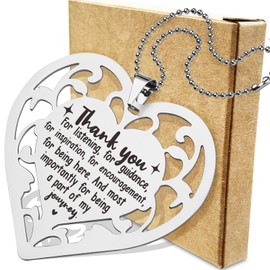 Thank You Hanging Christmas Ornaments, Thank You Appreciation Gift for Her Friends Mentor Colleagues Work Friend Teacher Stainless Steel Heart Hanging Keepsake YXX8