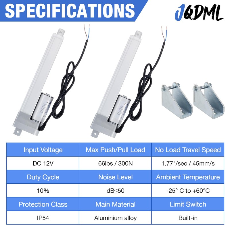 JQDML 12V High Speed Linear Actuator - 4 Inch Stroke,