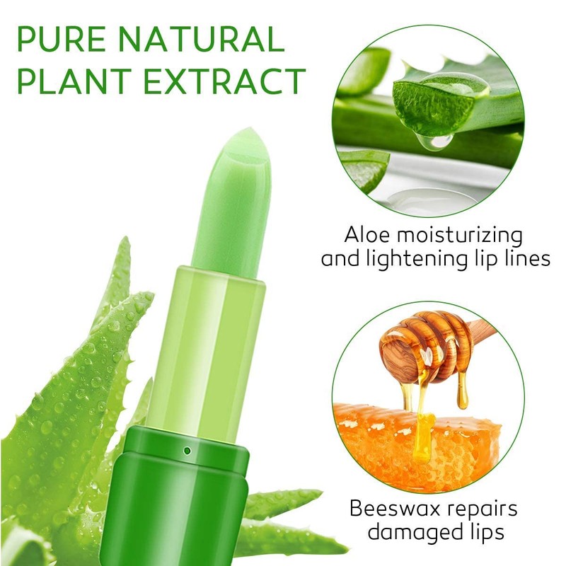 Aloe Vera Lipstick, Long-Lasting, Sweat-Proof, Temperature Change Enhances Shine, Waterproof,