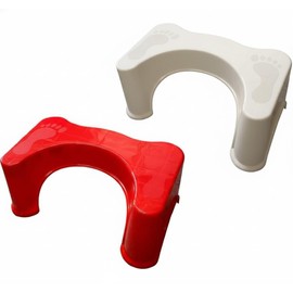 ASPIRE UK Squatting Toilet Stool White Red Ergonomic Toilet Footrest Supports Natural Squatting Position Improves Posture Regular Bathroom Use