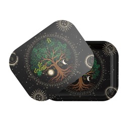 Small Metal Tray with Magnetic Lid, Decorative Tray, Ideal Storage for Home or Travel,Black,7 x 5.5 Inches