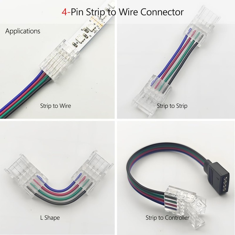 Biantie La 4-Pin LED Strip Connector for 8mm SMD RGB