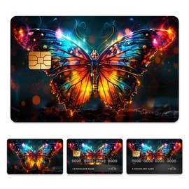 Peacoblue Bank Card Sticker Colorful Butterfly Credit Debit Card Custom Skin Cover Protector, 4 Styles Waterproof Scratch-Proof and Aesthetic Decal for Most Popular EBT Transportation Key Card