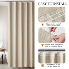 Yuanice Stall Fabric Shower Curtain, 48x72 Inches Narrow Linen Shower Curtains for Bathroom, Small Natural Hotel Luxury Vintage Country Bath Liner, Machine Washable, Cream/Beige