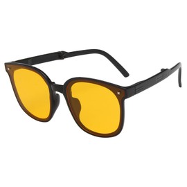 QUINTRA Trendy Sunglasses for Men and Women Polarized Foldable Round Chic Retro Sunglasses Glasses, yellow, One Size