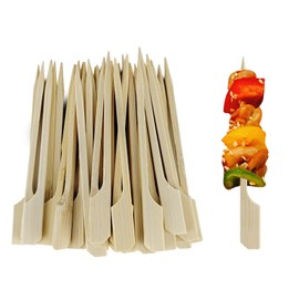 100 Pcs Bamboo Skewers, 3.5 Inch Flat Toothpicks for Appetizers Fruit Grilling Cocktail Sandwich