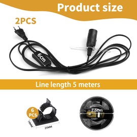 LongZYU Pack of 2 Cable with Switch for Salt Lamp Lamp Holder E14 with 3.5 m Lamp Cable with Switch EU Plug Salt Lamp Socket Insulation Salt Light Cable Salt Lamp Socket Switch Black