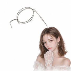 DRAMAGIC Monocular Monocular Monocular Butler Despicable Kid-like Costume, For Photography, Non-Prescription Unisex Glasses, Right Eye Type (Double Frame, Silver)