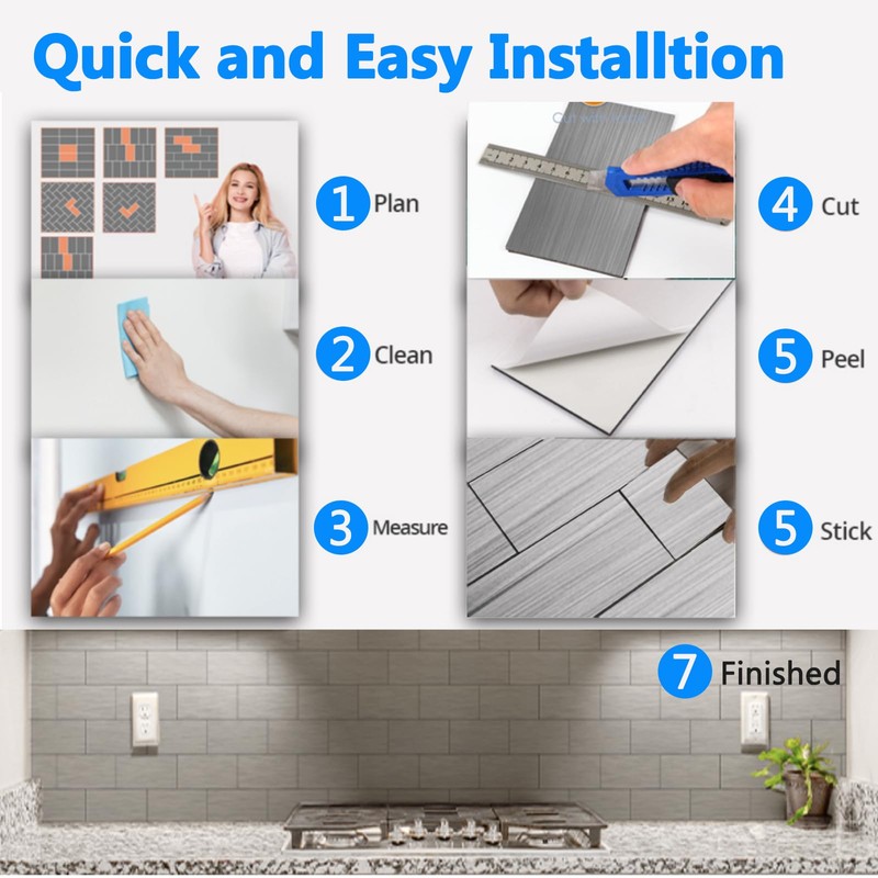 15 PCS 4" x 12" Peel and Stick Aluminum Metal