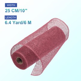 MECCANIXITY 3pcs 10 Inch Poly Burlap Mesh for Wreath, Decorative Mesh Fabric Ribbon 6.4 Yard for Fall Easter Christmas Flower Bow, Burgundy