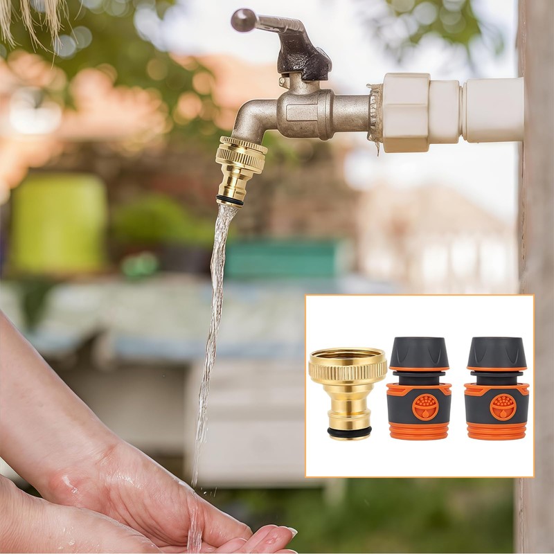 Universal Kitchen Hose Tap Connector Fitting Set,Outside Garden Tap Brass