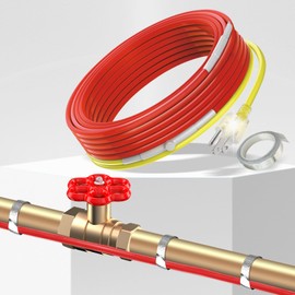 35 FT Heat Cable for Pipe Freeze Protection YeloDeer, Water Pipe Heat Trace with Thermostat, Pre-assembled Heat Tape for Water Pipes Keeps Water Flowing 120 V