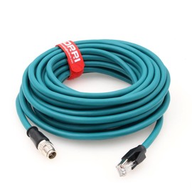 DRRI M12 X-Coded 8 Pin to RJ45 10 Gbps Gigabit Ethernet Interface Cat 7e Shielded Cable for Cognex in-Sight Series Industrial Cameras(25M)