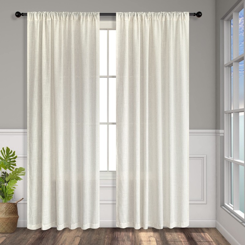 Natural Linen Curtains 54 Inch Length for Master Bedroom 2