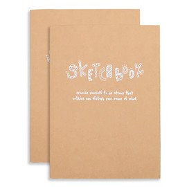 Cuaderno de dibujo y cuaderno de bocetos con tapa Kraft, juego de 2 libros de bocetos lisos en blanco, papel grueso de 125 g, tamaño A5, papel de 150 x 210 mm, ideal para dibujar y dibujar, 128 hojas/256 páginas, apertura de 180 grados, 2 unidades