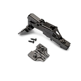Emuca - Concealed Hinge, Diameter 35 mm, Overlay, Soft Close, Opening 165º, with Mounting Plate Euro, Titanium, Steel, Pack of 2