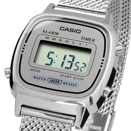 CASIO LA670WEM-7 Casio Standard Women's Quartz, Digital Metal, Mesh, Silver, Gray, Bracelet Type