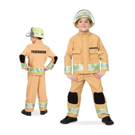 KarnevalsTeufel Children's Costume Fire Brigade Uniform Professional Fire Brigade Everyday Hero Costume for Children Various Sizes Fancy Dress (104)
