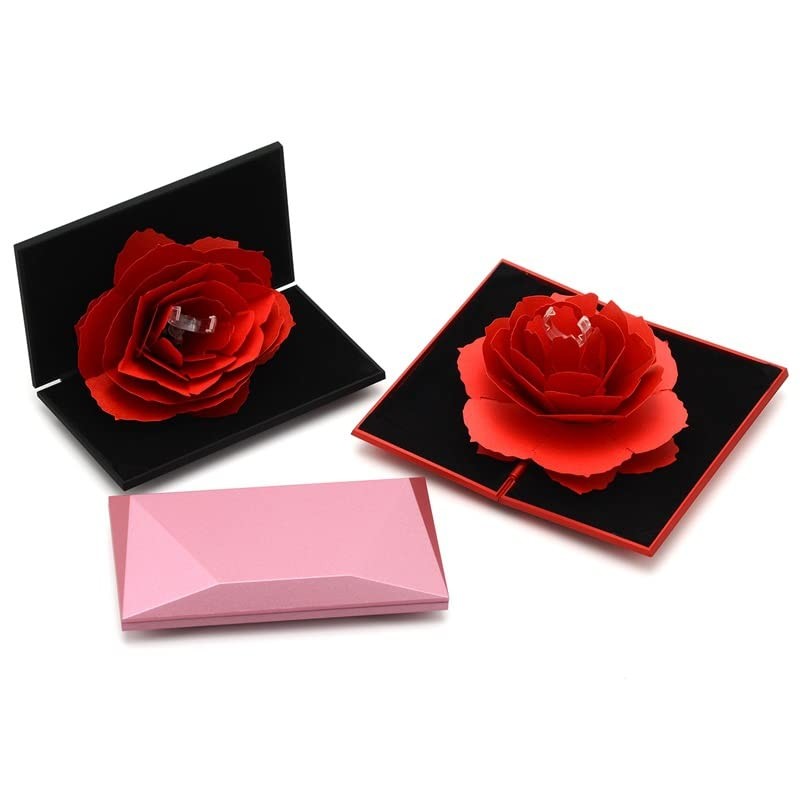 Tiardey Jewelry Box Rose Ring Box Flower Jewelry Gift Surprise