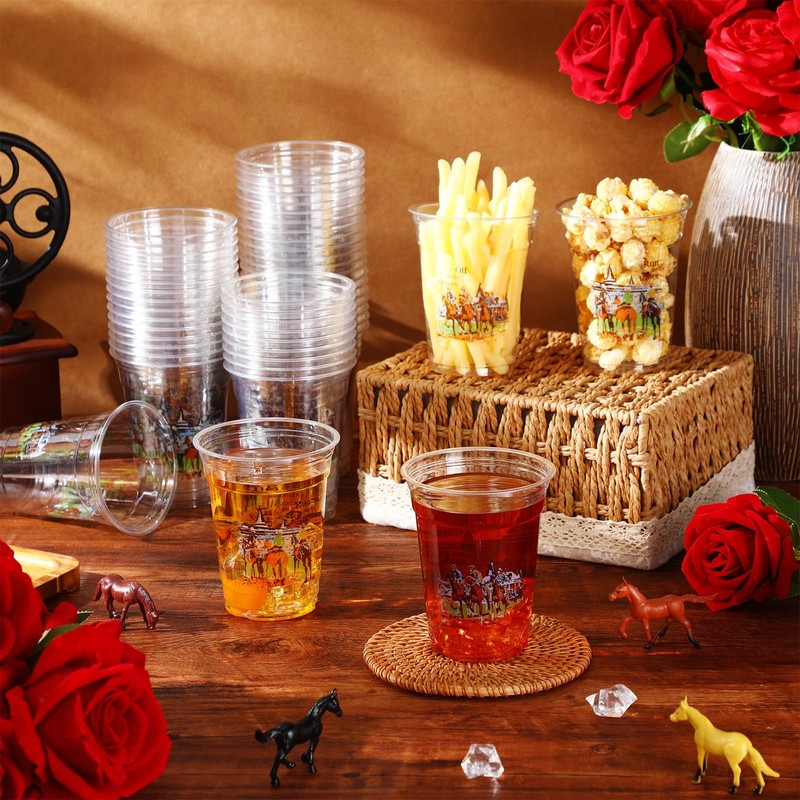 Pickmesh 100 Pcs Derby Plastic Cups Bulk Thick 12 oz