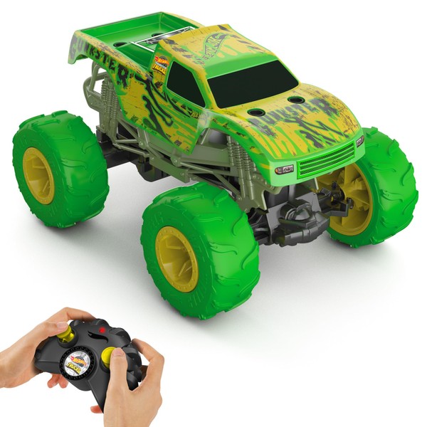 Hot Wheels Monster Trucks RC Toy, Remote-Control 1:15 Scale Gunkster,