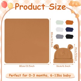 Ramede 6 Sets Baby Swaddle Blanket with Hats Receiving Blankets for Boys Girl Baby Receiving Blankets Newborn Swaddle Wrap Hospital Receiving Blankets for 0-6 Mouths Unisex Baby Boys Girls