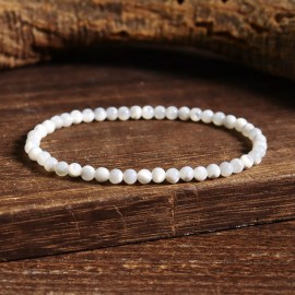Unbranded Natural Dainty Mother of Pearl 4mm Beads Gemstone Healing Inner Peace Bracelet