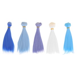PATIKIL 15CM Doll Hair Wigs, 5 Pcs High Temperature Silk Straight Wig Hair Extension Accessories for Doll Hair Making Kit DIY Handmade, Multicolored
