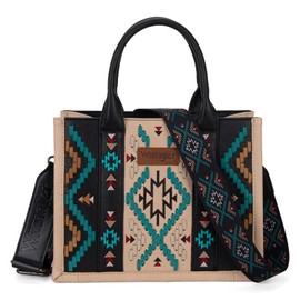 Montana West X Wrangler Whipstitch Aztec Tote bag for Women Western Crossbody Purses Top-handle Satchel HandBags WG2214-8120BK
