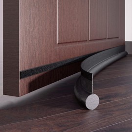 LEFAFA Door Draft Stopper, Under Door Draft Blocker Weather Stripping Noise Blocker, One Sided Door Draft Stopper Adjustable Door Foam Seal Strip Window Breeze Blocker (Black, 96cm)