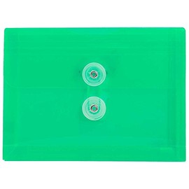 Sobre de plástico Jam Paper con cierre de botones y corbata de lazo - Tamaño del índice - 13.97 cm x 19.05 cm, Verde