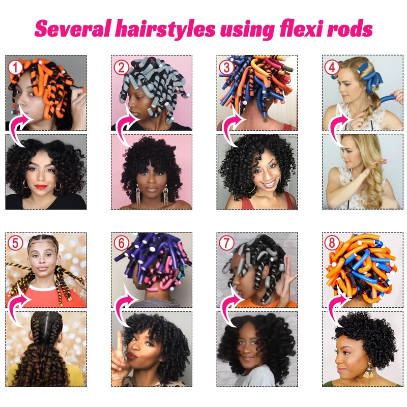 Royota 60PCS 9.45" Heatless Flexible Curling Rod, Skinny Small Flexi