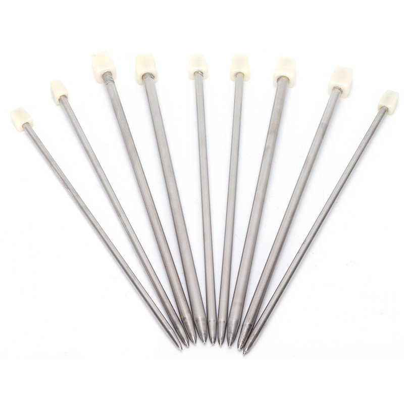 22Pcs Knitting Needles Stainless Steel Straight Single Pointed HandMade Wool