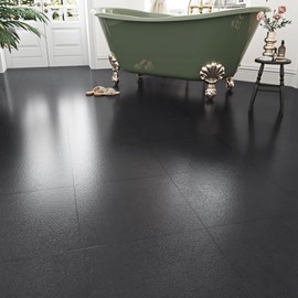 WESTICK 20 Pcs Black Floor Tiles Peel and Stick Waterproof Bathroom Peel and Stick Floor Tile Renter Friendly Vinyl Flooring Self Adhesive Kitchen Laminate Flooring for Bedroom Laundry Room 12" x 12"