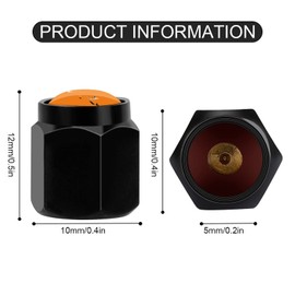 Muishi Orange Fox Tire Valve Stem Caps, Aluminum Black Stem Tire Valve Caps Universal Stem Covers for Cars, SUVs, Trucks, Bikes, Motorcycles, Bicycles (4 Pack)