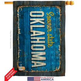 Oklahoma Vintage House Flag Eagle Set Americana States USA American Territories Republic Country Particular Area Small Decorative Gift Yard Banner Double-Sided Made In 28 X 40