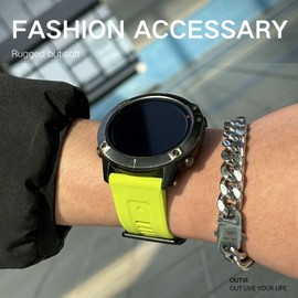 OUTVI 26 watch band compatible with garmin fenix 5x 6x Pro 7x 3 hr quick fit 26mm bands replacement for Epix Pro Gen 2 51mm Enduro 2 Descent Mk1 Mk2 Mk2i Mk3i tactix soft silicone men women Lime Green
