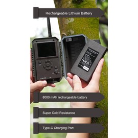 GardePro E6P Trail Camera WiFi Bluetooth, 48MP 1296p Game Cameras with 8000mAh Rechargeable Battery Pack, Night Vision Motion Activated