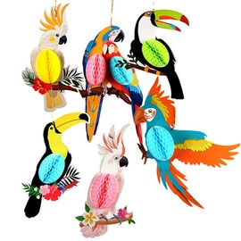 6 Styles Handicrafts Hanging Parrots Toucans Decoration Bird Ornament for Home Garden Classroom Summer Luau Hawaiian Tropical Beach Wedding Birthday Favor Gift