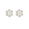 MIKAMU Shell Flower Earrings, Women's, Finest CZ Diamond, 925 Silver,